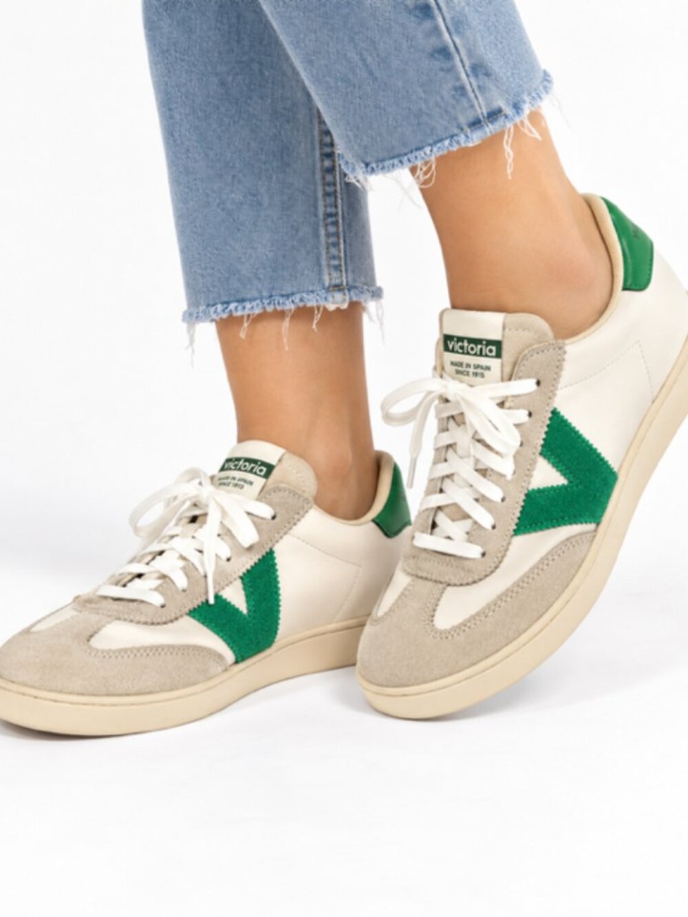 Victoria Sneakers Women’s EU 39 Cream Green Suede Leather Made in Spain